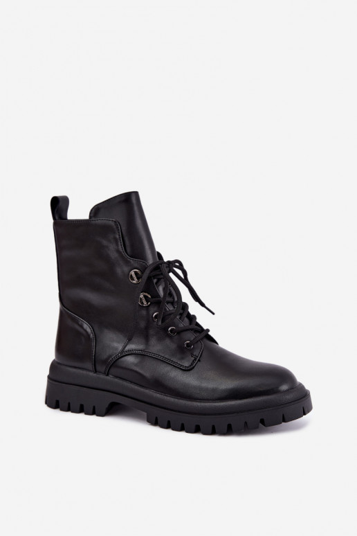 Faux leather insulated black women's work ankle boots Amarelle