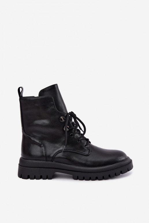 Faux leather insulated black women's work ankle boots Amarelle