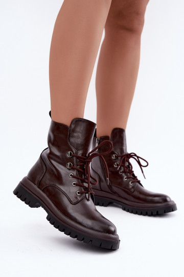 Faux leather insulated burgundy women's work ankle boots Amarelle 2