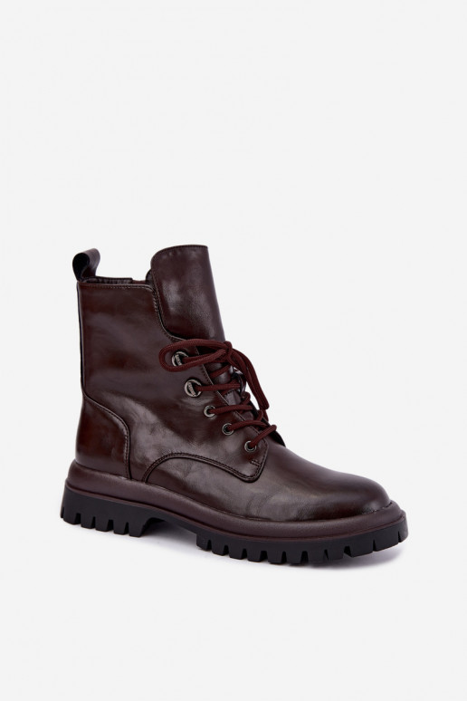 Faux leather insulated burgundy women's work ankle boots Amarelle