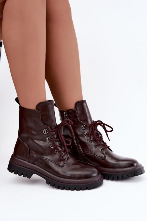 Faux leather insulated burgundy women's work ankle boots Amarelle