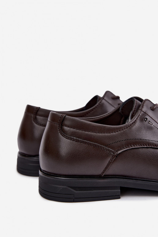 Eleganckie ciemno brązowe buty męskie Calven