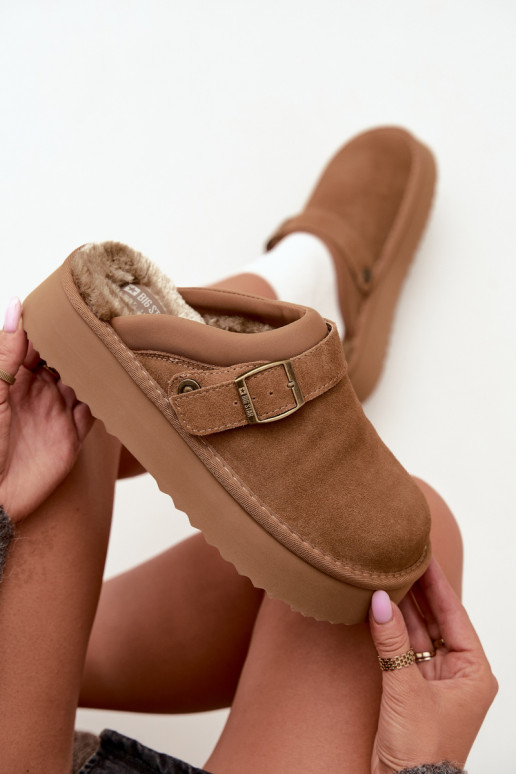 Faux suede brown snow boots with platform and buckles Big Star UU274696