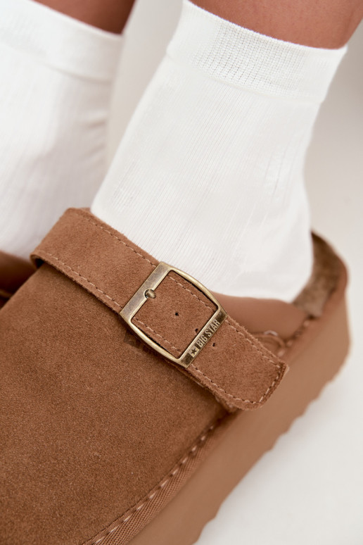 Faux suede brown snow boots with platform and buckles Big Star UU274696