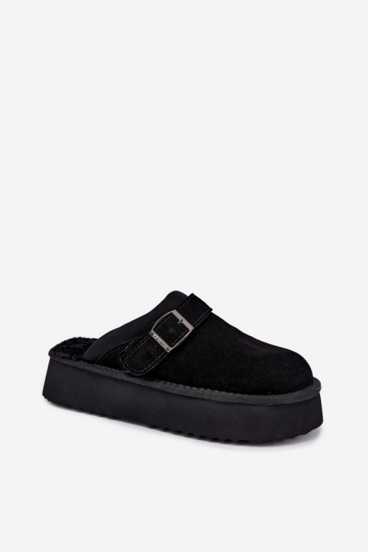 Faux suede black snow boots with platform and buckles Big Star UU274698
