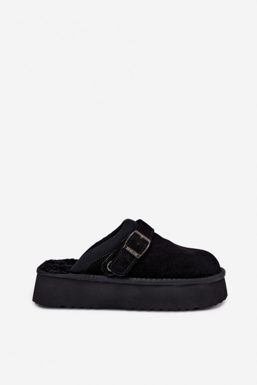Faux suede black snow boots with platform and buckles Big Star UU274698