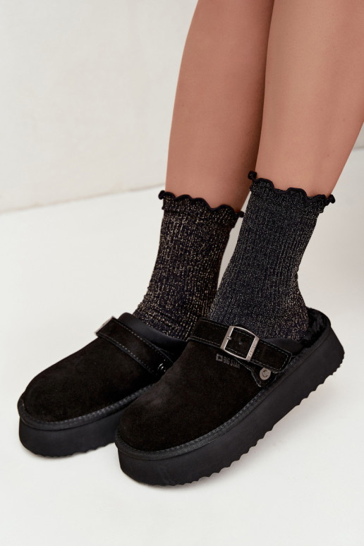 Faux suede black snow boots with platform and buckles Big Star UU274698