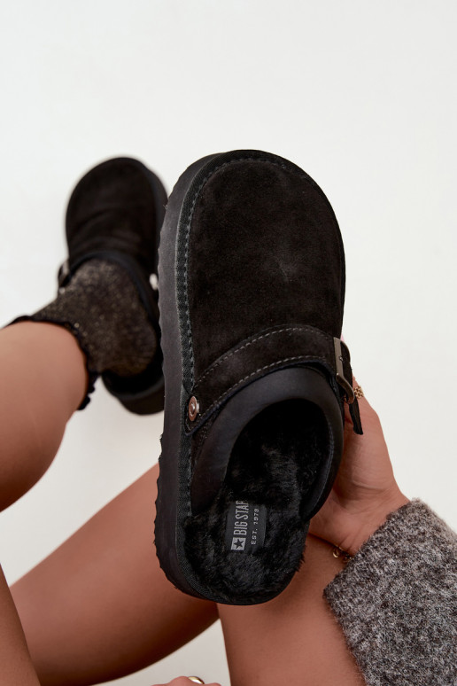 Faux suede black snow boots with platform and buckles Big Star UU274698