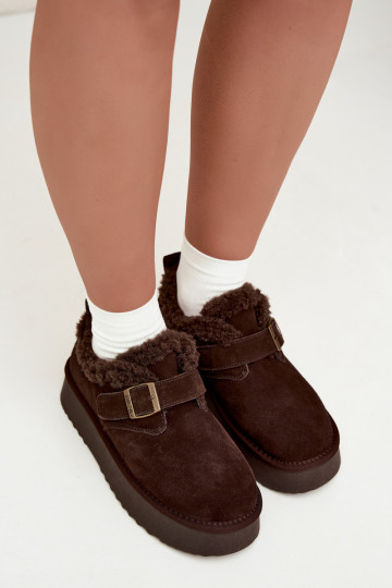 Faux suede snow boots with platform Big Star UU274319 CzekoladoĮe
