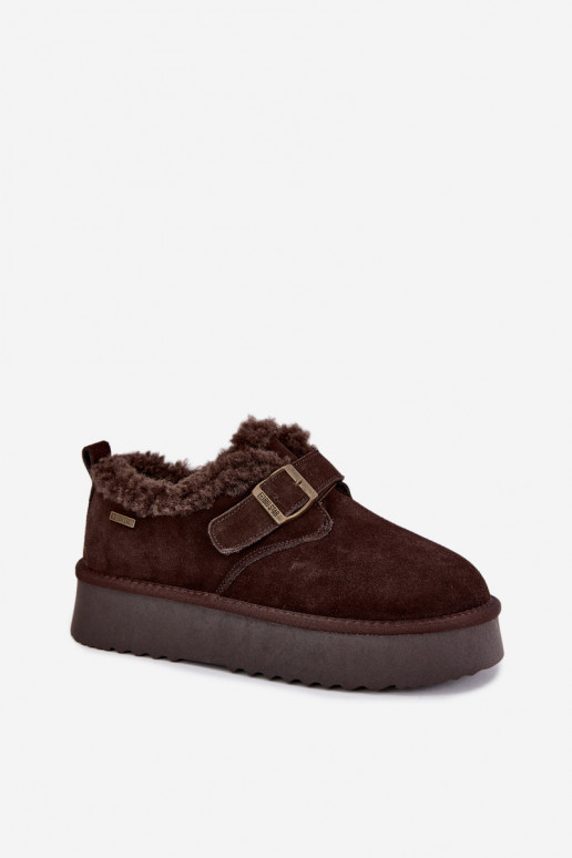 Faux suede snow boots with platform Big Star UU274319 CzekoladoĮe