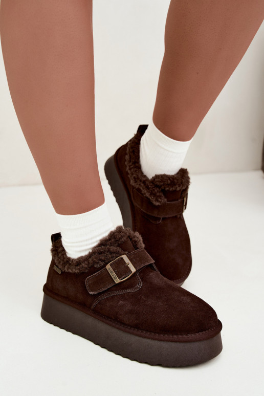 Faux suede snow boots with platform Big Star UU274319 CzekoladoĮe