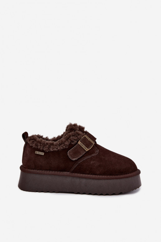 Faux suede snow boots with platform Big Star UU274319 CzekoladoĮe
