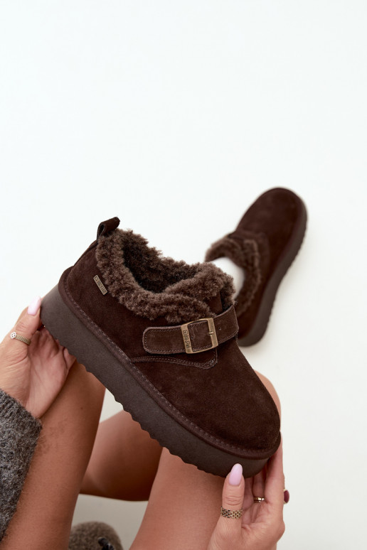 Faux suede snow boots with platform Big Star UU274319 CzekoladoĮe