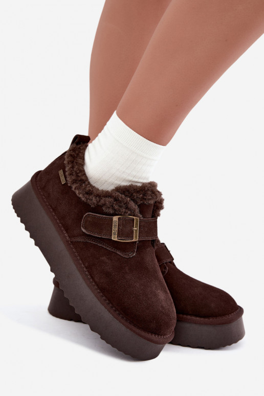Faux suede snow boots with platform Big Star UU274319 CzekoladoĮe