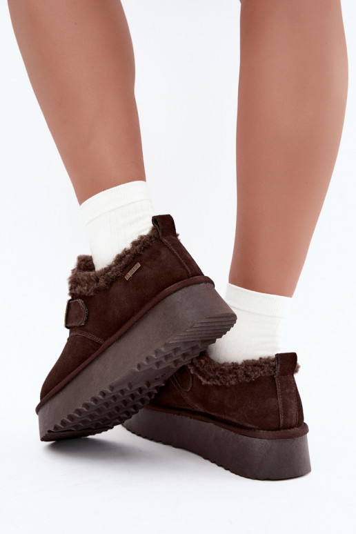 Faux suede snow boots with platform Big Star UU274319 CzekoladoĮe