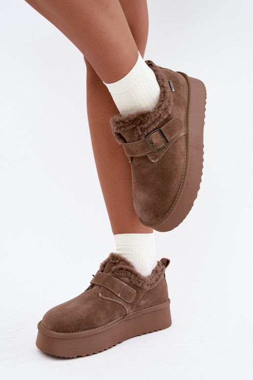 Faux suede sand color snow boots with platform Big Star UU274318