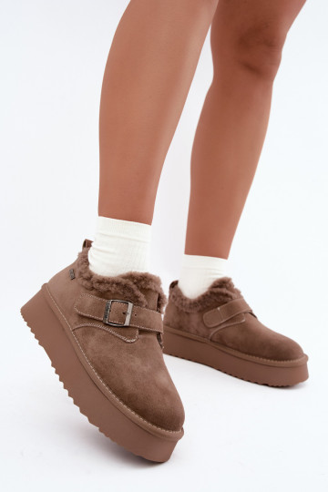 Faux suede sand color snow boots with platform Big Star UU274318 2