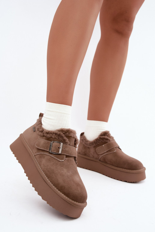 Faux suede sand color snow boots with platform Big Star UU274318