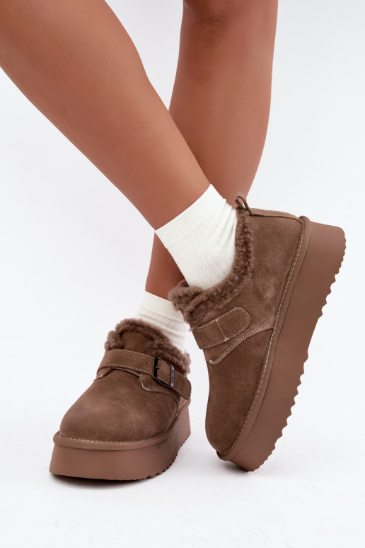 Faux suede sand color snow boots with platform Big Star UU274318