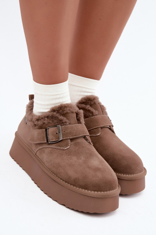 Faux suede sand color snow boots with platform Big Star UU274318