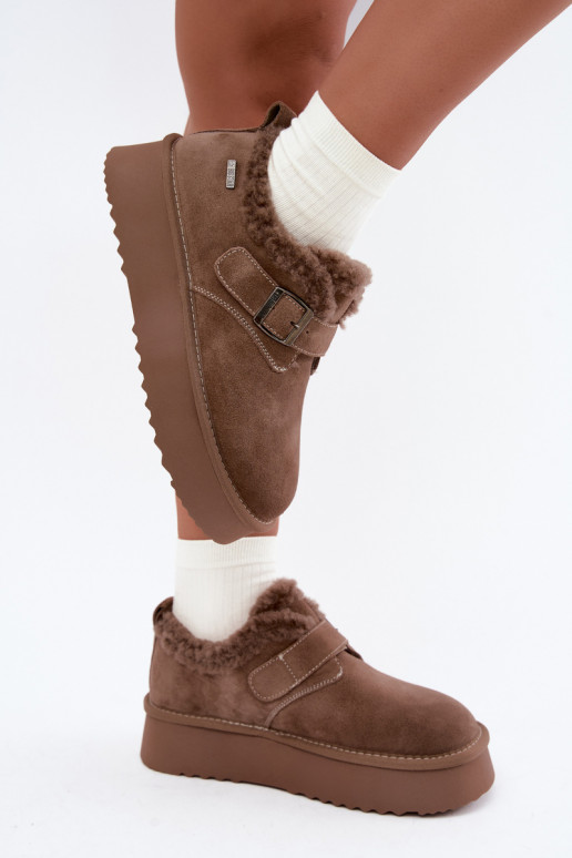 Faux suede sand color snow boots with platform Big Star UU274318