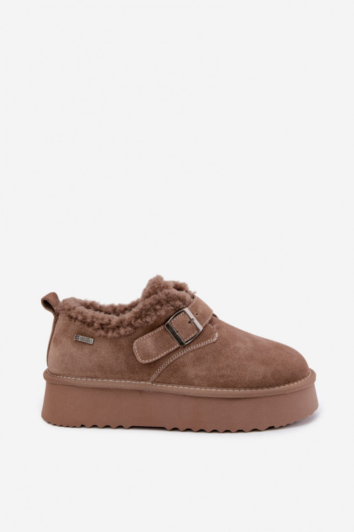 Faux suede sand color snow boots with platform Big Star UU274318