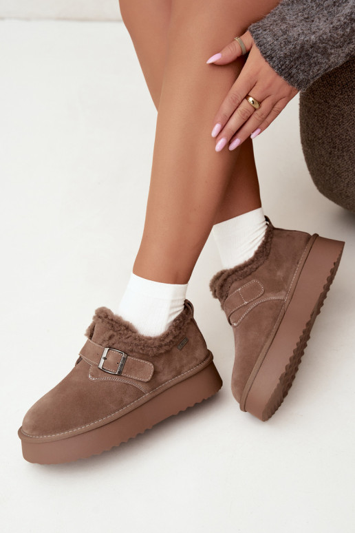 Faux suede sand color snow boots with platform Big Star UU274318