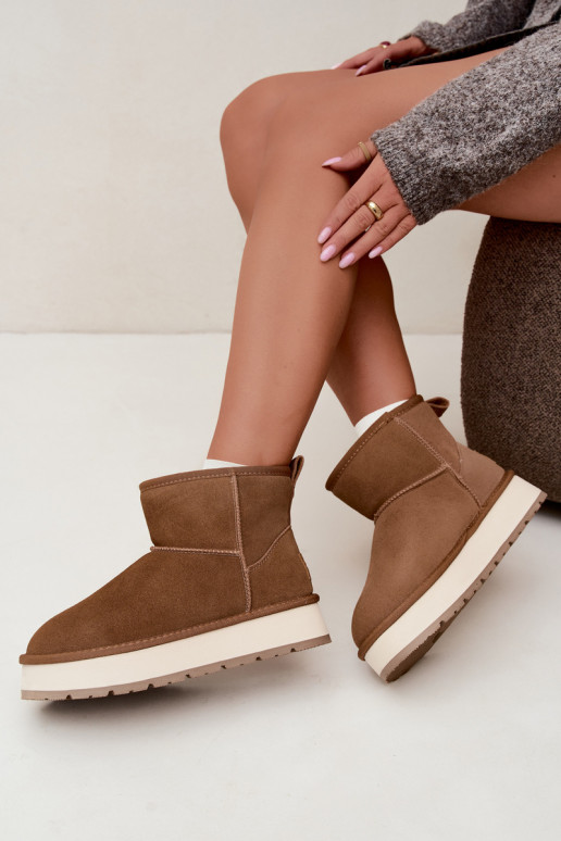 Faux suede brown snow boots with fur inside Big Star UU274692