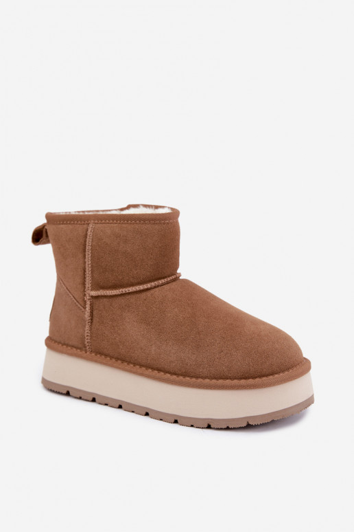 Faux suede brown snow boots with fur inside Big Star UU274692