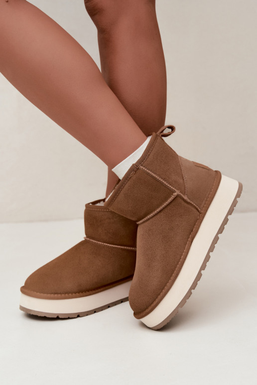 Faux suede brown snow boots with fur inside Big Star UU274692