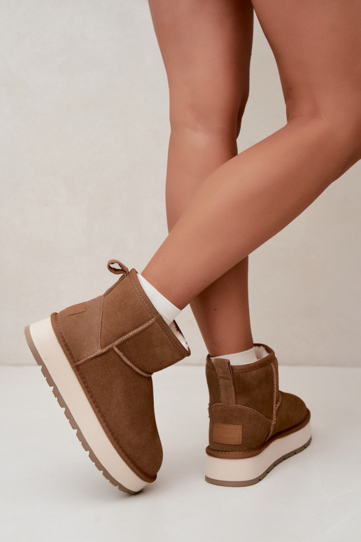 Faux suede brown snow boots with fur inside Big Star UU274692