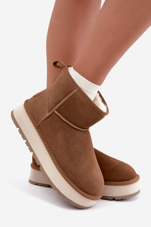 Faux suede brown snow boots with fur inside Big Star UU274692