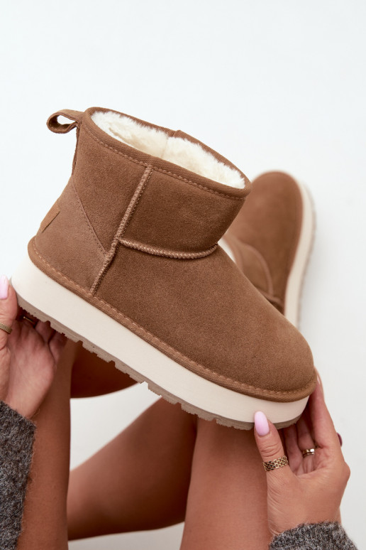 Faux suede brown snow boots with fur inside Big Star UU274692