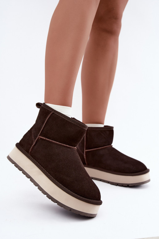 Faux suede snow boots with fur inside Big Star UU274693 CzekoladoĮe