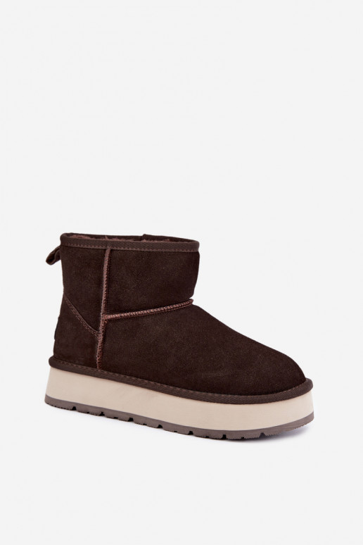 Faux suede snow boots with fur inside Big Star UU274693 CzekoladoĮe