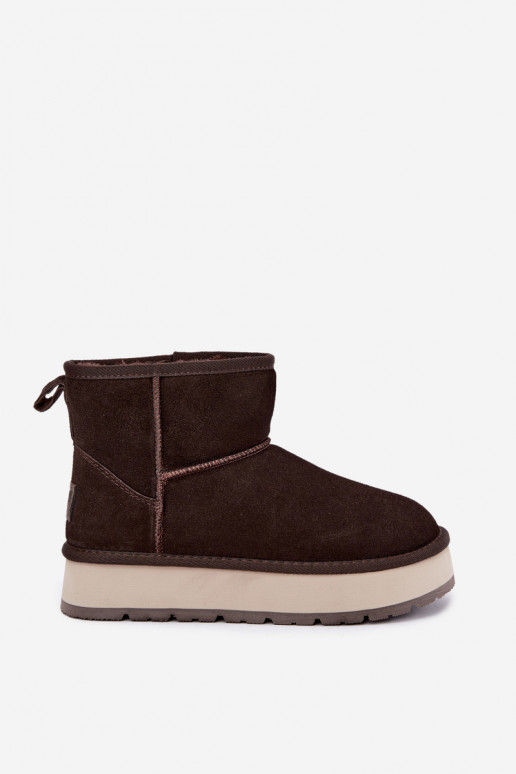 Faux suede snow boots with fur inside Big Star UU274693 CzekoladoĮe