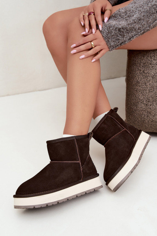Faux suede snow boots with fur inside Big Star UU274693 CzekoladoĮe