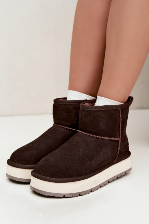 Faux suede snow boots with fur inside Big Star UU274693 CzekoladoĮe