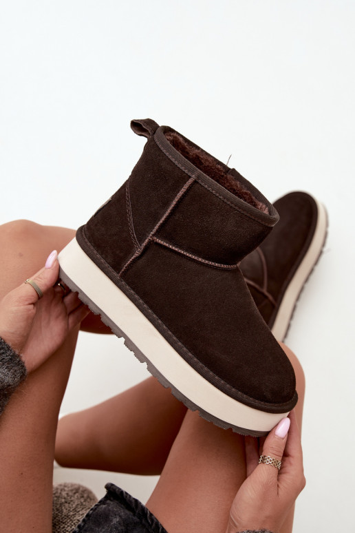Faux suede snow boots with fur inside Big Star UU274693 CzekoladoĮe