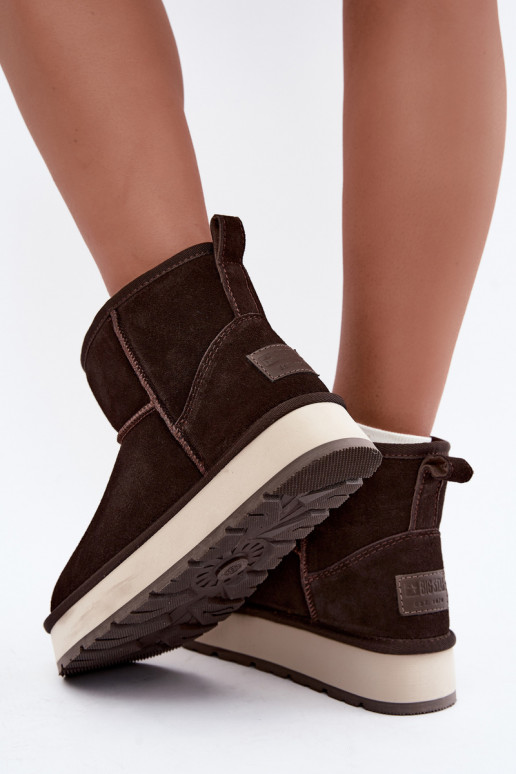Faux suede snow boots with fur inside Big Star UU274693 CzekoladoĮe