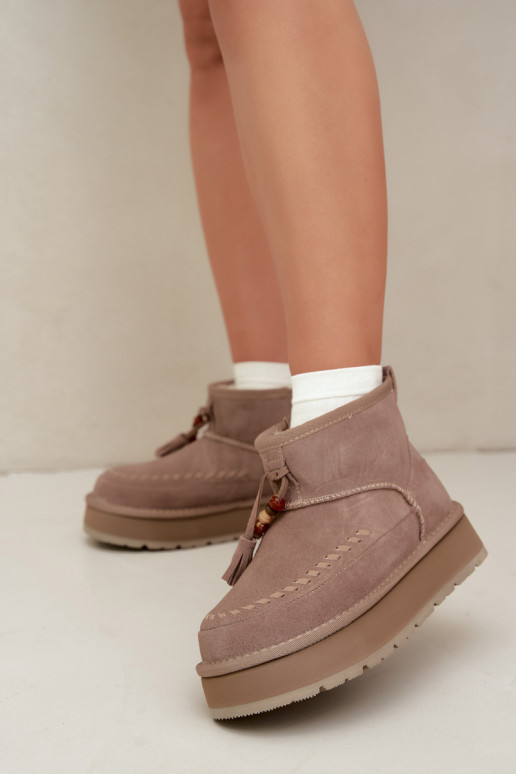Faux suede sand color snow boots Big Star UU274679