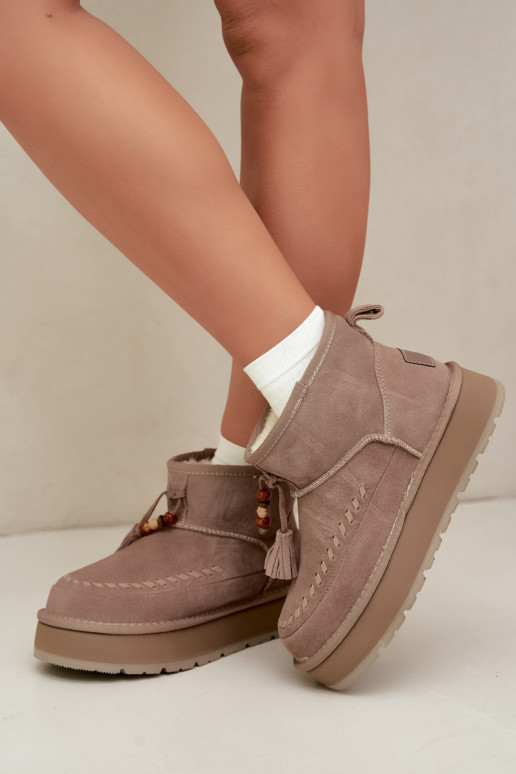 Faux suede sand color snow boots Big Star UU274679