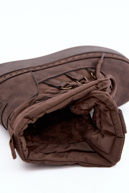 Laced winter boots with platform Big Star UU274191 chocolate