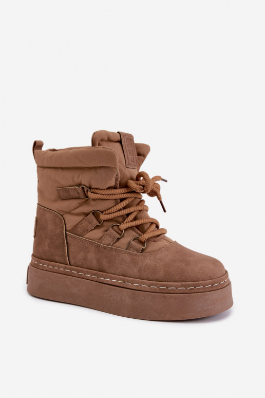 Laced winter boots with platform Big Star UU274190 brown