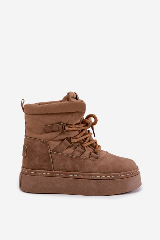 Laced winter boots with platform Big Star UU274190 brown