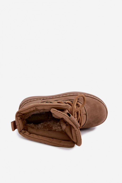 Laced winter boots with platform Big Star UU274190 brown
