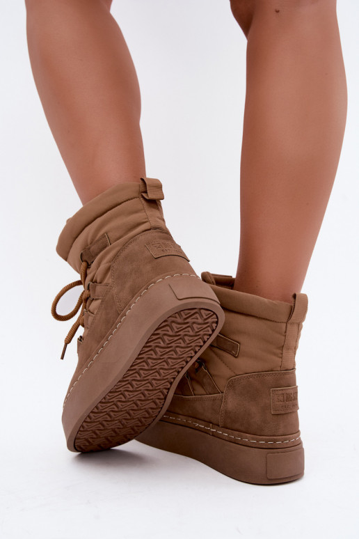 Laced winter boots with platform Big Star UU274190 brown