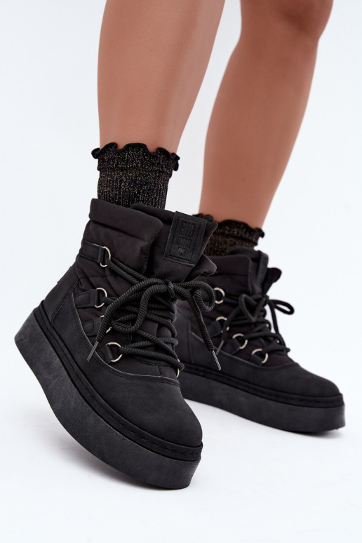 Laced winter boots with platform Big Star UU274189 black