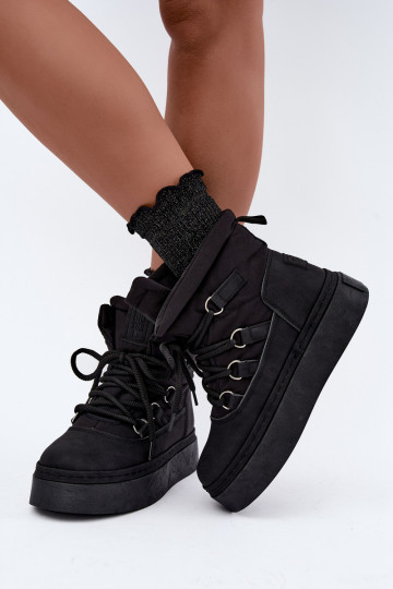 Laced winter boots with platform Big Star UU274189 black 2