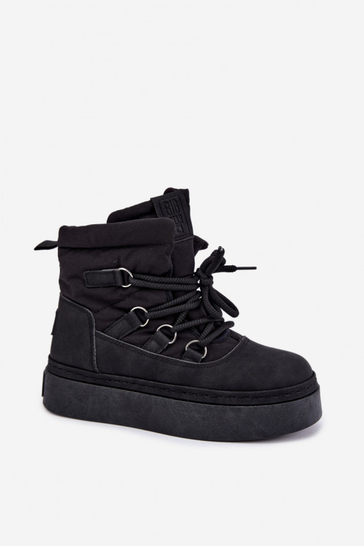 Zimowe buty za kostkę z platformą Big Star UU274189 w kolorze czarnym